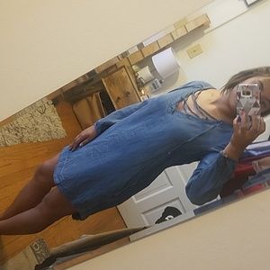 American Eagle Lace Up Denim Dress